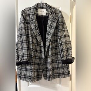 Tanya Taylor Women's Black and White Plaid Jacket